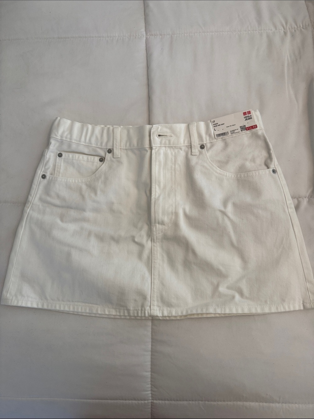 NWT Uniqlo White Denim Mini Skirt